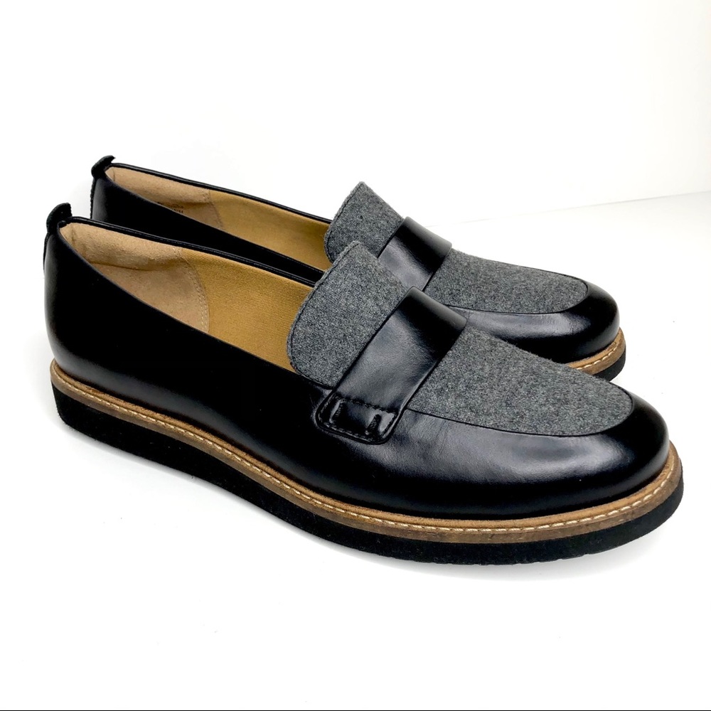 Clarks Artisan Femme black &twill loafers SZ  9.5